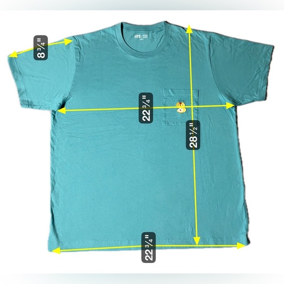 Uniqlo x Studio Chizo T-Shirt Aqua Blue Size XL Mamoru Hosoda Short Sleeve - Picture 4 of 5